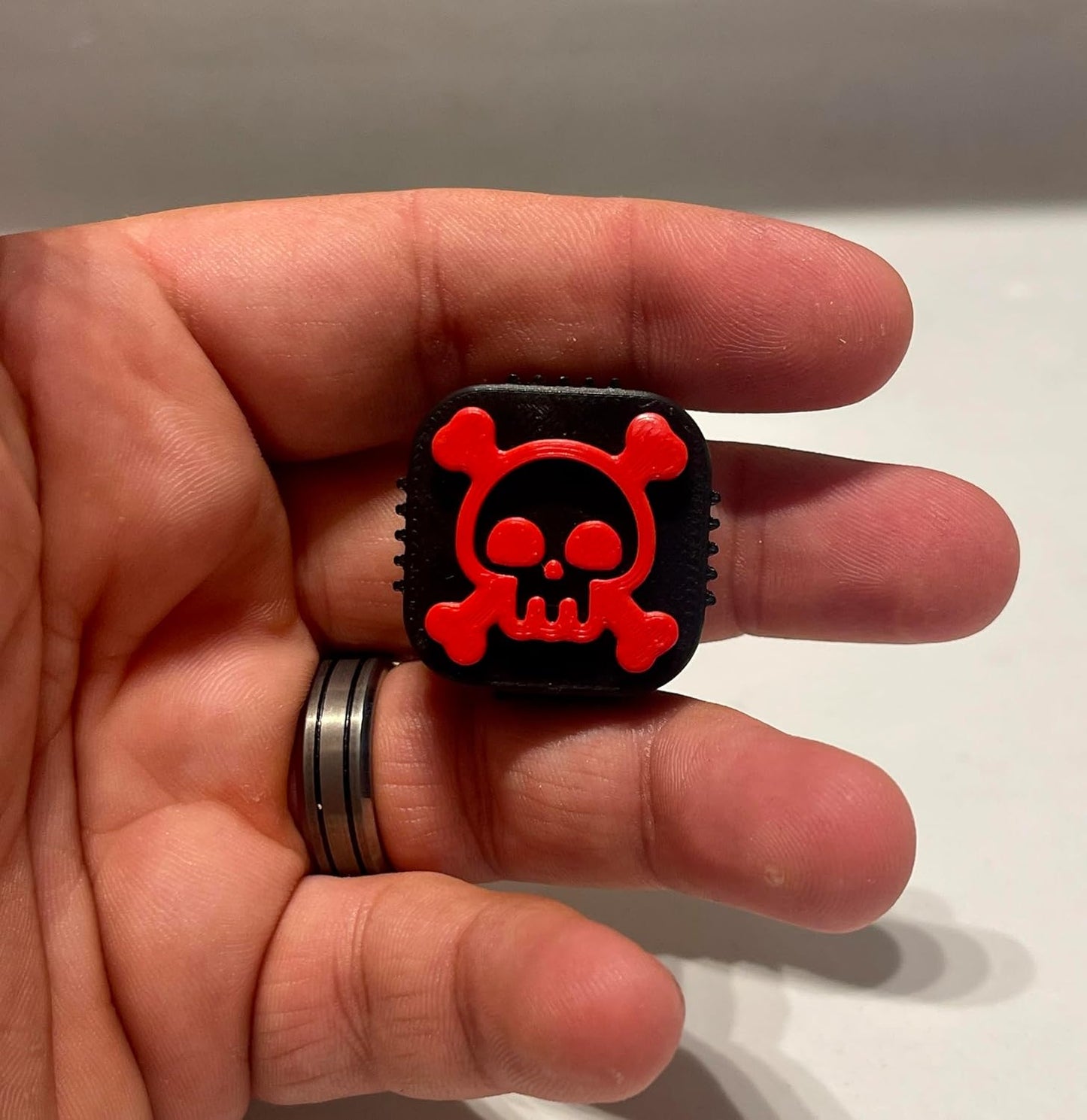 DeadHand Skull & Ace Fidget Slider with Snap Piano Set, Gaming-themed Desk Toy, Red and White