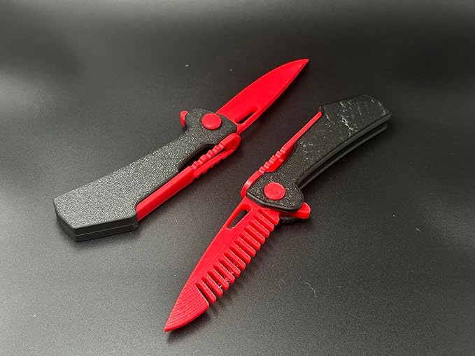 PunishSlide Magnetic Fidget Switchblade Duo, Red and Black, Novelty Desk Toy