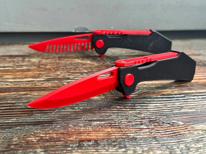 PunishSlide Magnetic Fidget Switchblade Duo, Red and Black, Novelty Desk Toy