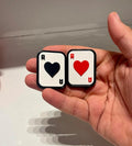 Playing Card Heart Design Fidget Slider, Black and Red, Decorative Enamel Finish