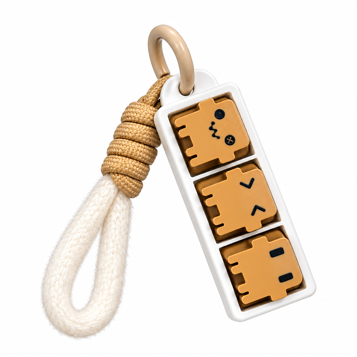 Mr.Fidgey TriClick 3-Switch Mechanical Fidget Keychain, Cute Character Clicker Toy with Wrist Strap, Portable Tactile Fidget for Everyday Carry