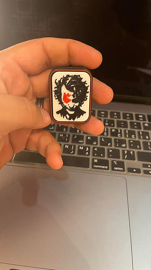 DarkJoker™ Magnetic Slider EDC Toy – Black & White Artistic Design with Red Accent