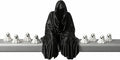 Velkora Phant Set – Hooded Skull Figure with 8 Mini Ghosts | Gothic Desk Decor